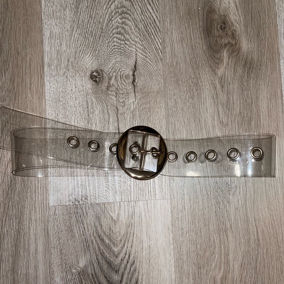 Clear Wide Belt with Gold Buckle - Picture 2 of 4